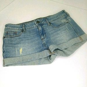 Bullhead Black Cuffed Hem Denim Shorts Distressed